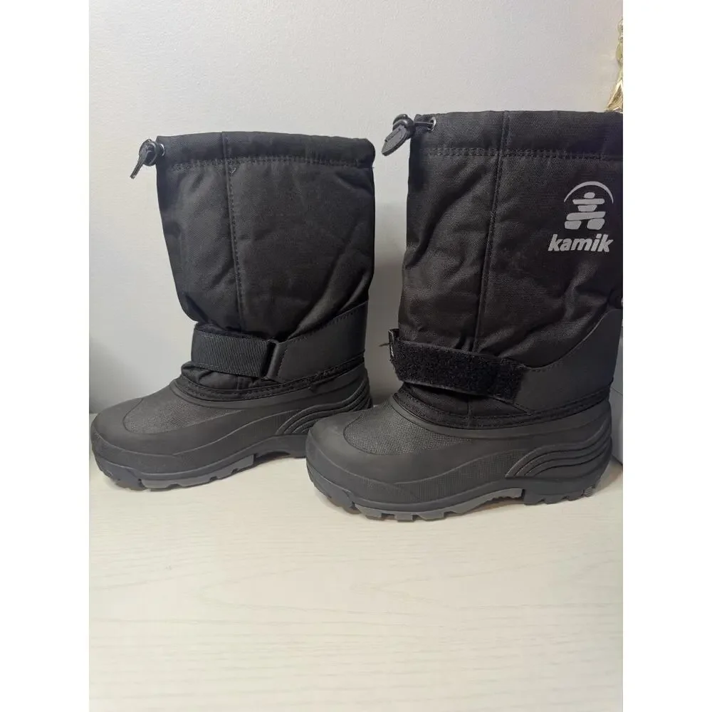 Kamik Kids Winter Snow Boots Black Insulated Waterproof Size 4 Youth
